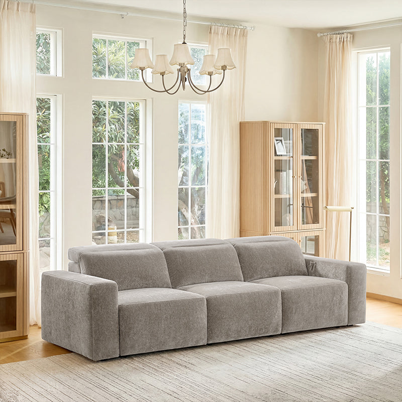 Moussea Modern Chenille Power Reclining Sofa with Sofa Bed Functionality