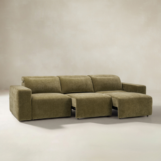Moussea Modern Chenille Power Reclining Sofa with Sofa Bed Functionality