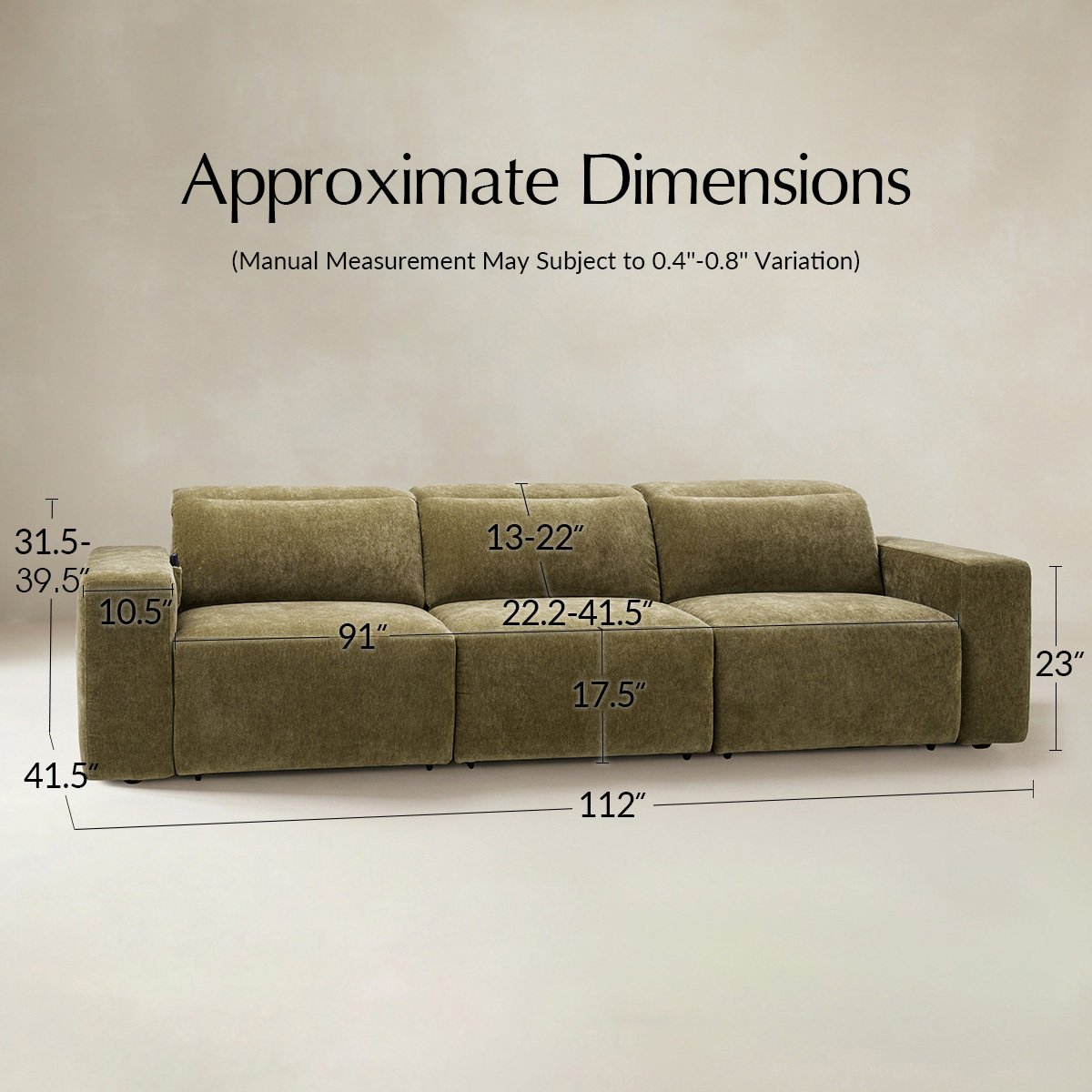 Moussea Modern Chenille Power Reclining Sofa with Sofa Bed Functionality