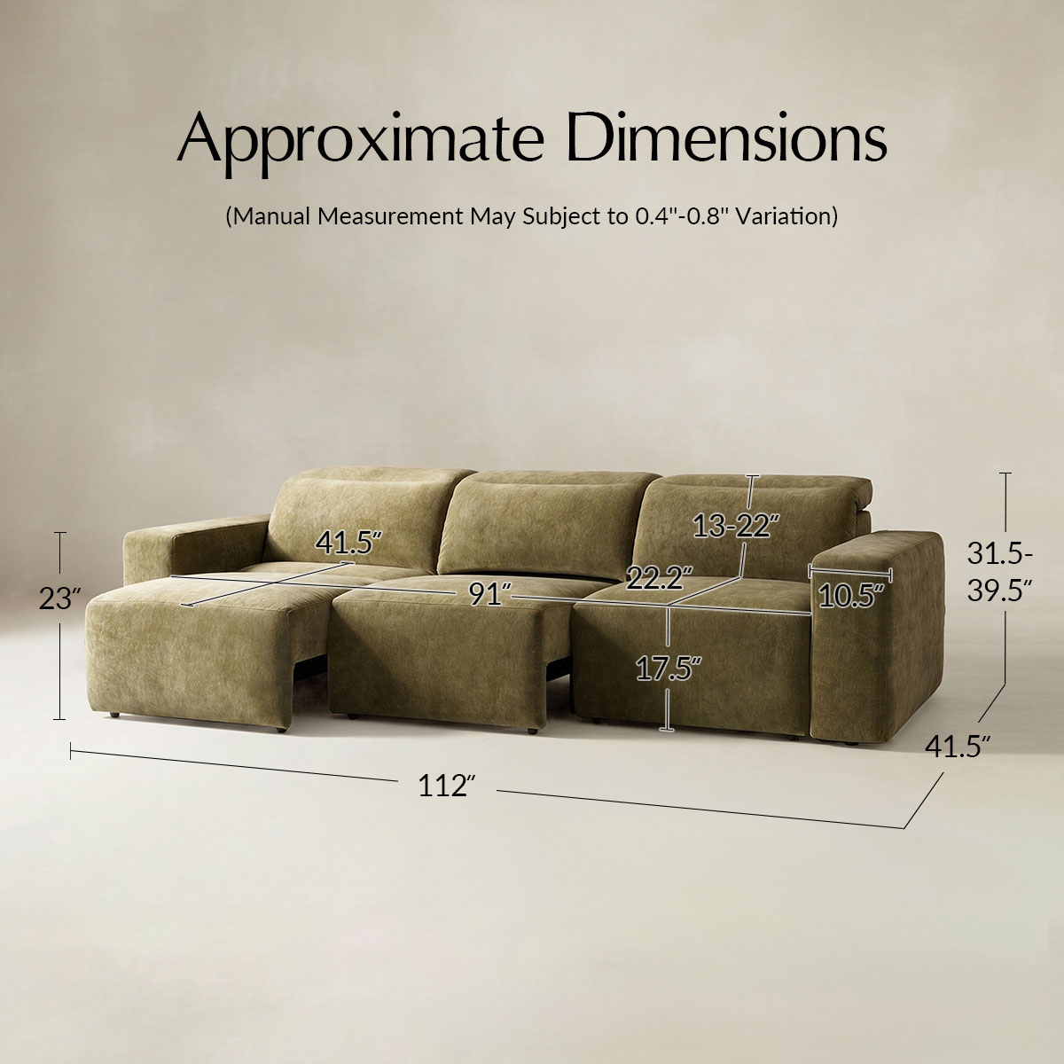 Moussea Modern Chenille Power Reclining Sofa with Sofa Bed Functionality