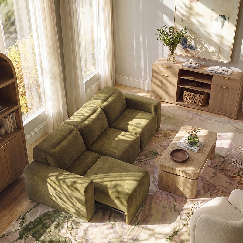 Moussea Modern Chenille Power Reclining Sofa with Sofa Bed Functionality