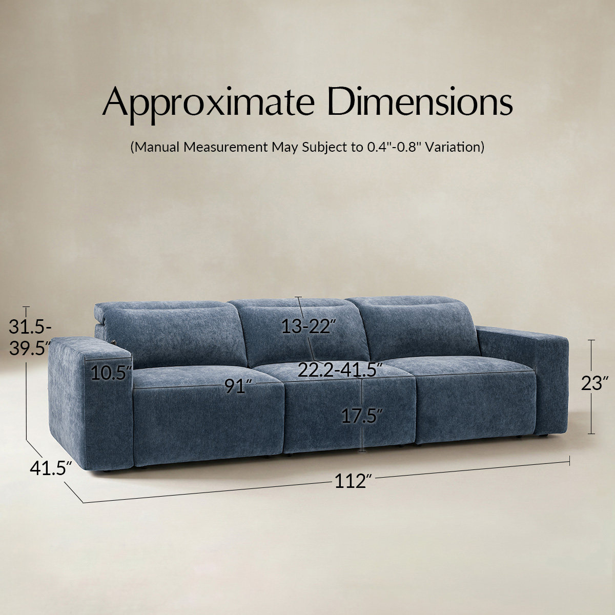 Moussea Modern Chenille Power Reclining Sofa with Sofa Bed Functionality