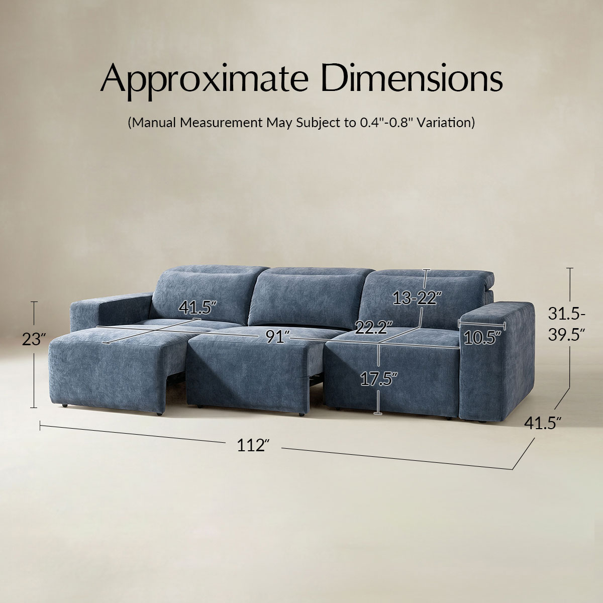 Moussea Modern Chenille Power Reclining Sofa with Sofa Bed Functionality