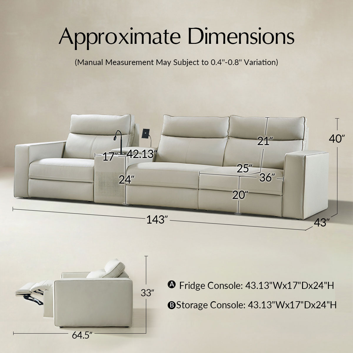 EliteNest Smart Reclining Theater Sofa with Speaker