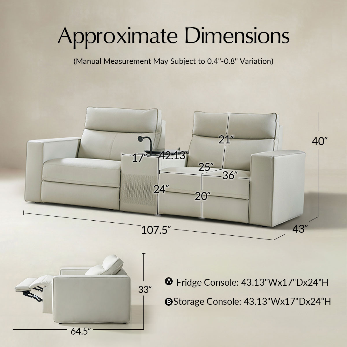 EliteNest Smart Reclining Theater Sofa with Speaker