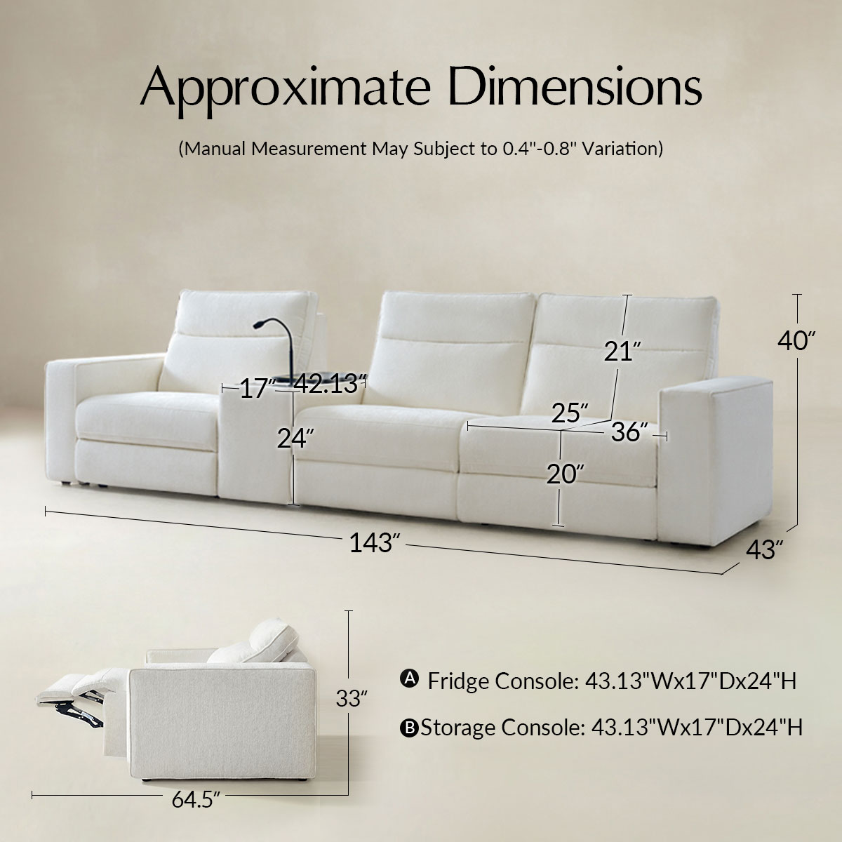 EliteNest Smart Reclining Theater Sofa with Speaker