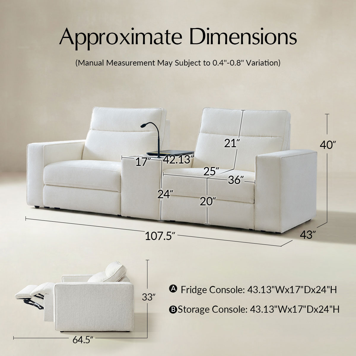 EliteNest Smart Reclining Theater Sofa with Speaker