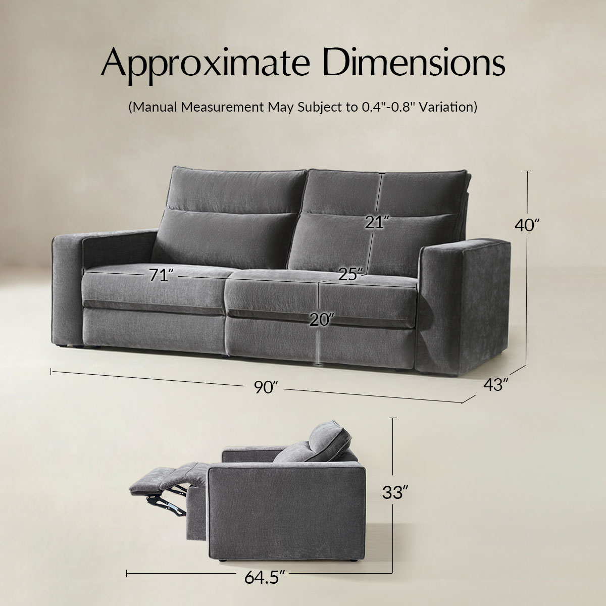 EliteNest Smart Modular Sofa Easy Assembly with Power Recliners