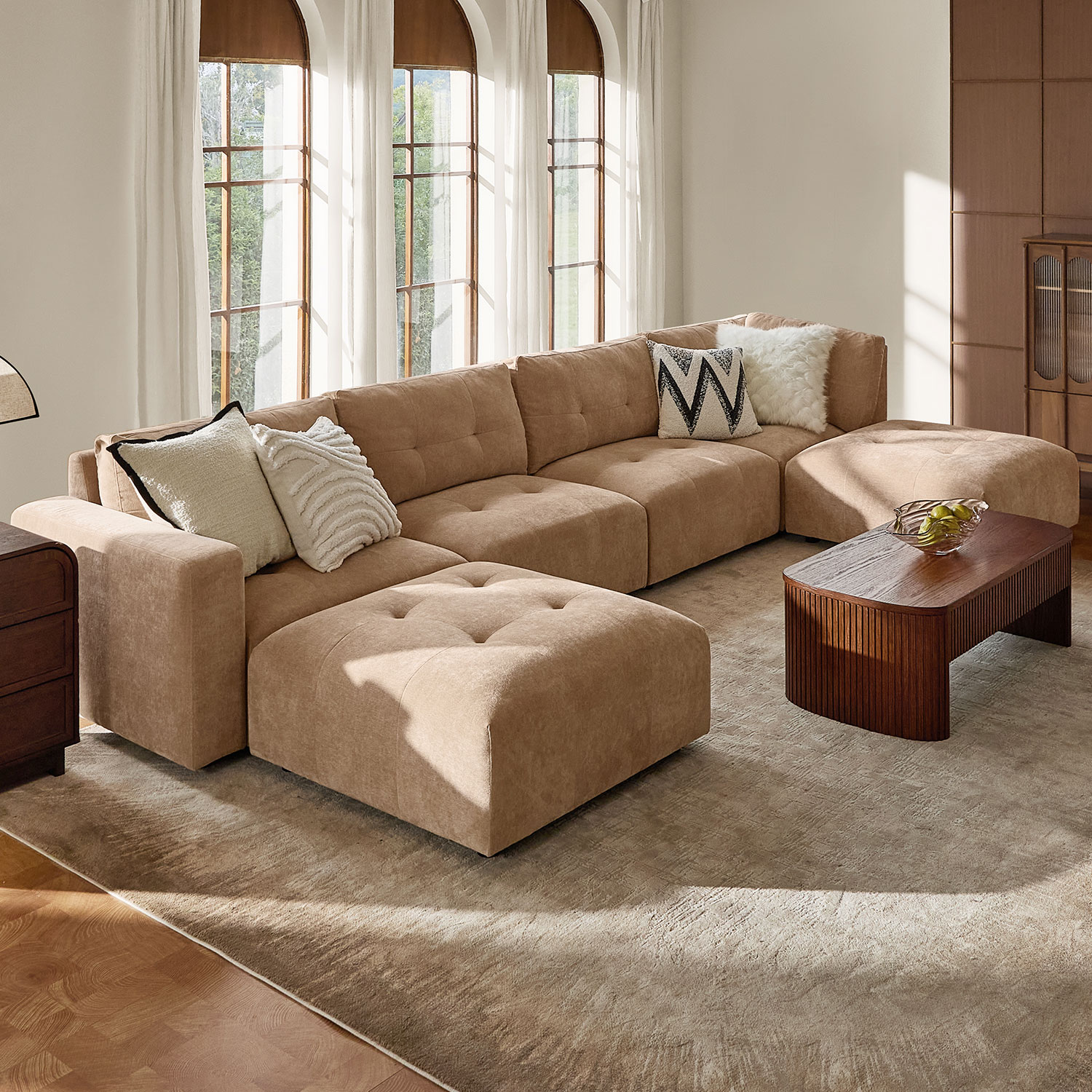 Memosa Deep-Seat Modular Sectional Sofa with Memory Foam — Modern Living Comfort