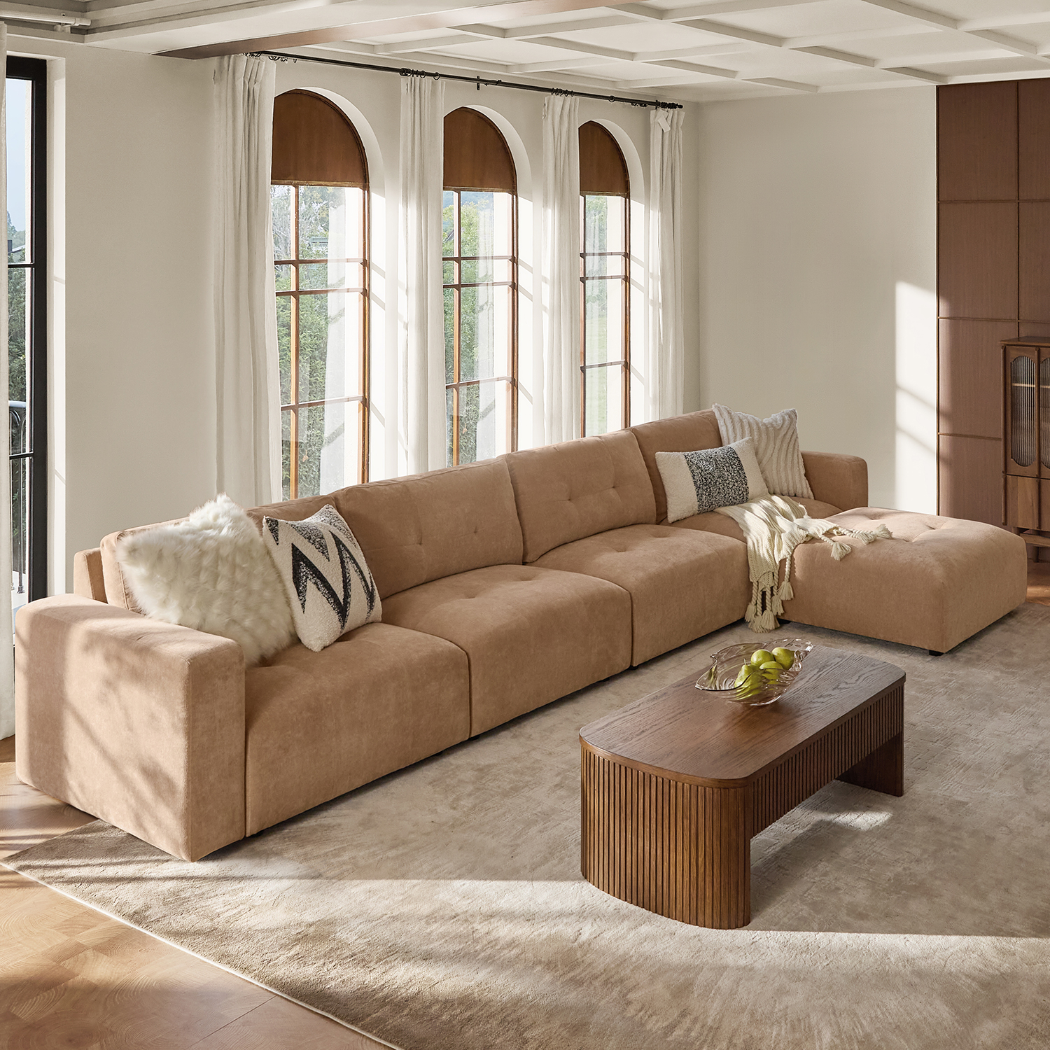 Memosa Deep-Seat Modular Sectional Sofa with Memory Foam — Modern Living Comfort