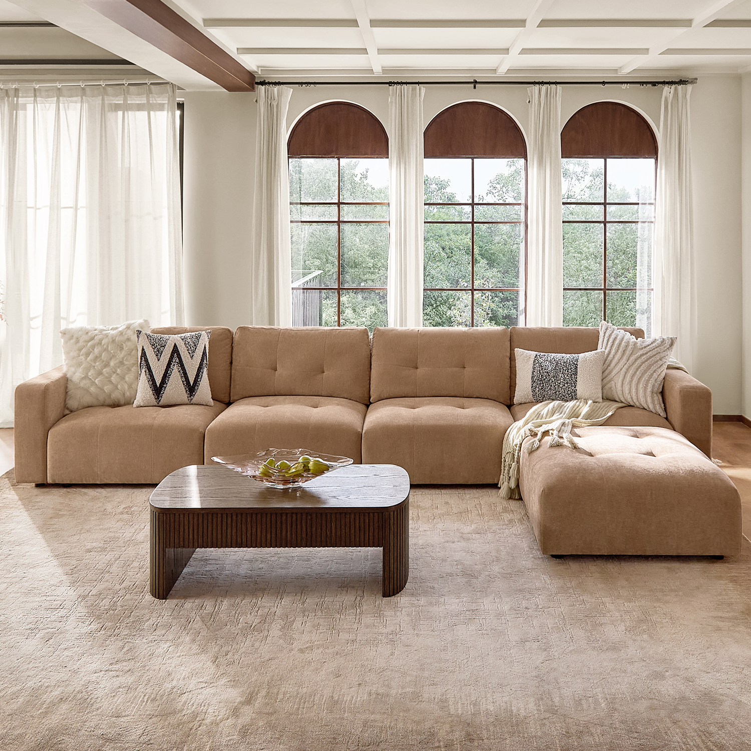 Memosa Deep-Seat Modular Sectional Sofa with Memory Foam — Modern Living Comfort