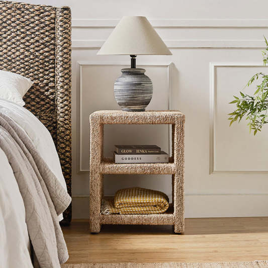 Beach House Style Burkhard 24" Side Table with Grass Rope Accent