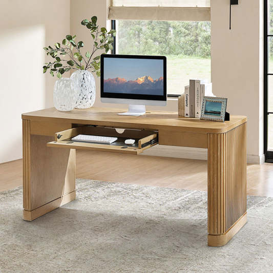 Modern Fluted Wood Office Desk