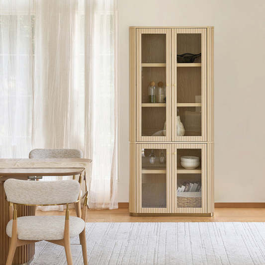 Estrella Modern Gold Frame Glass Display Cabinet