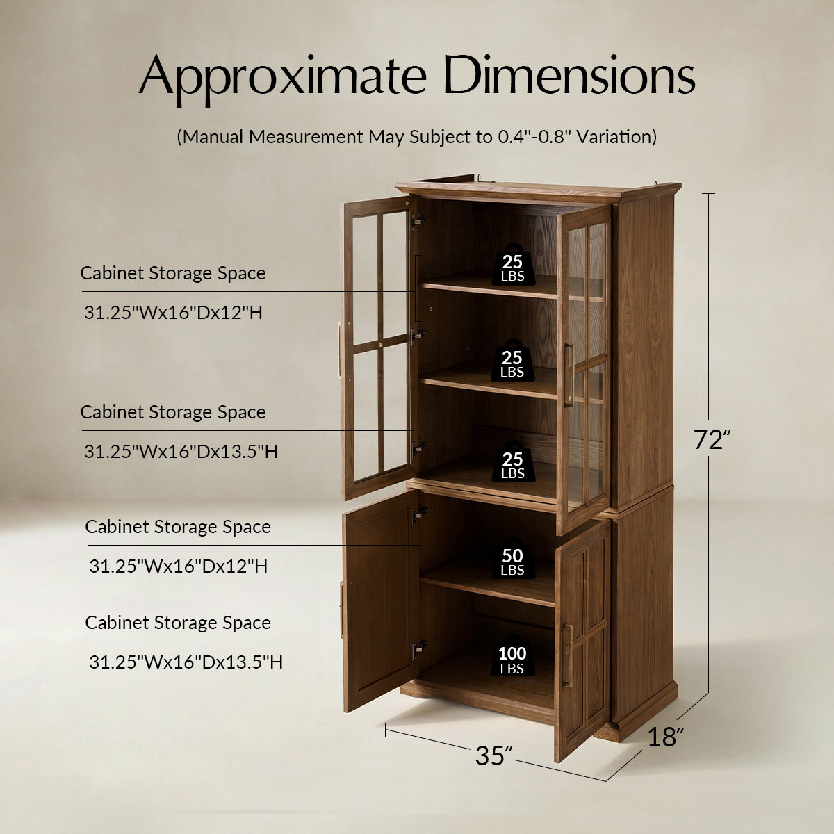 Julia 72" Glass Door Display Cabinet