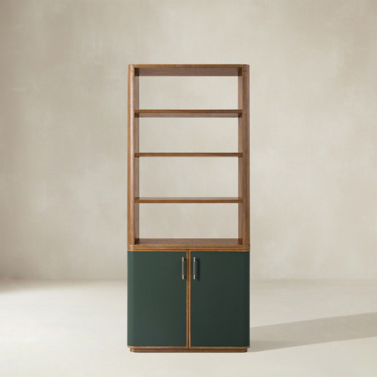 Marlow 83.5" Organic Modern Dining Cabinet with Faux Leather Doors