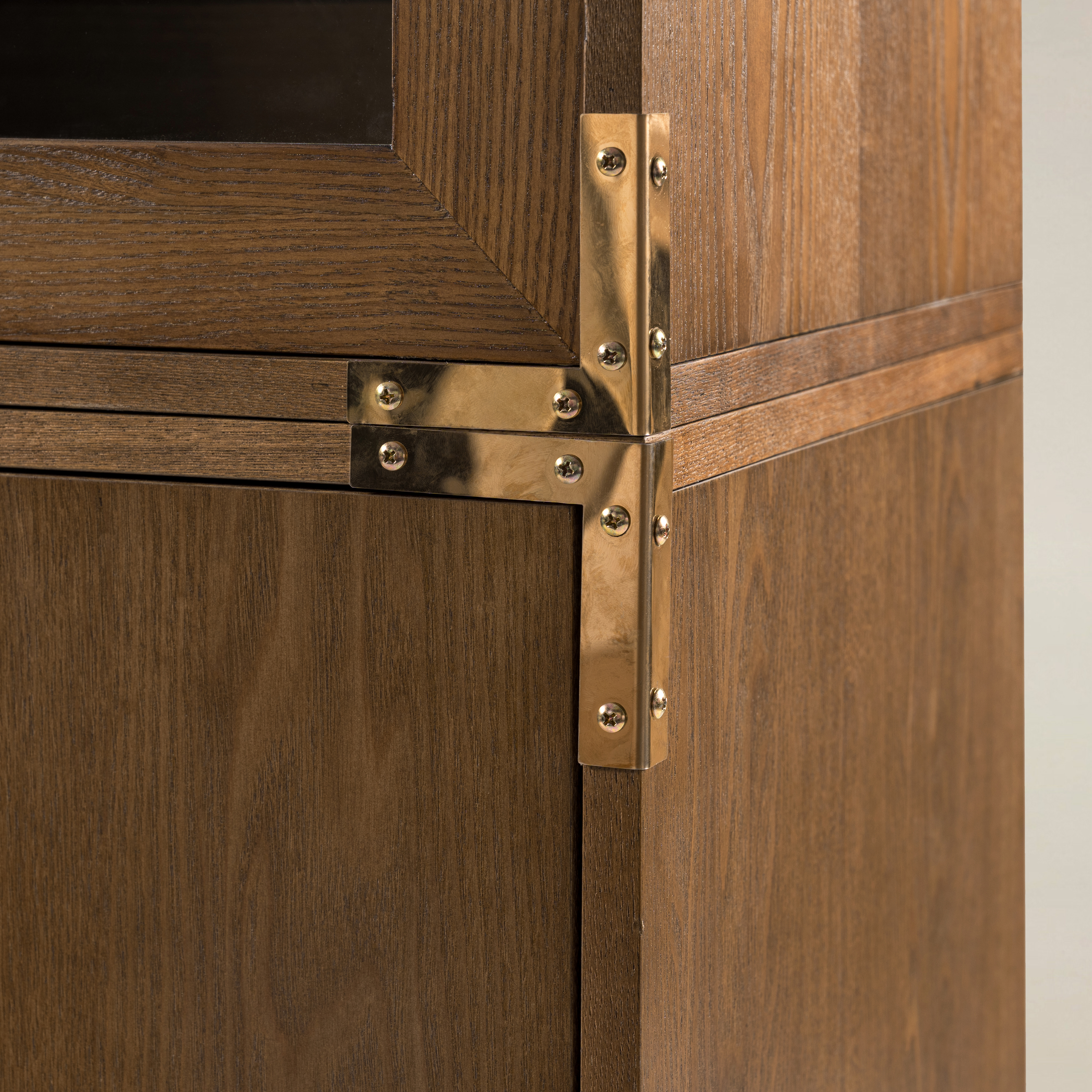 79.25" Glass-Door Display & Storage Cabinet with Adjustable Shelves