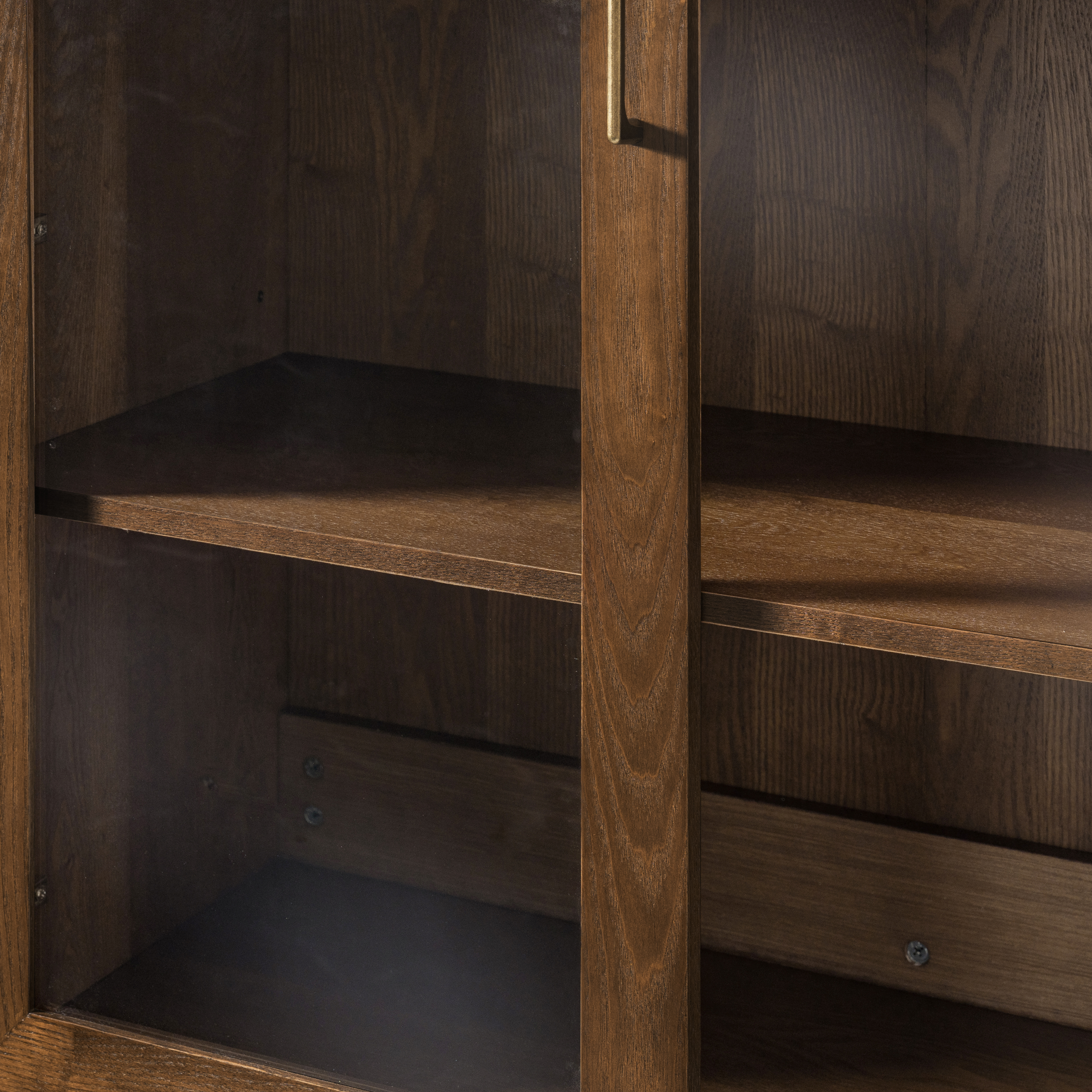79.25" Glass-Door Display & Storage Cabinet with Adjustable Shelves