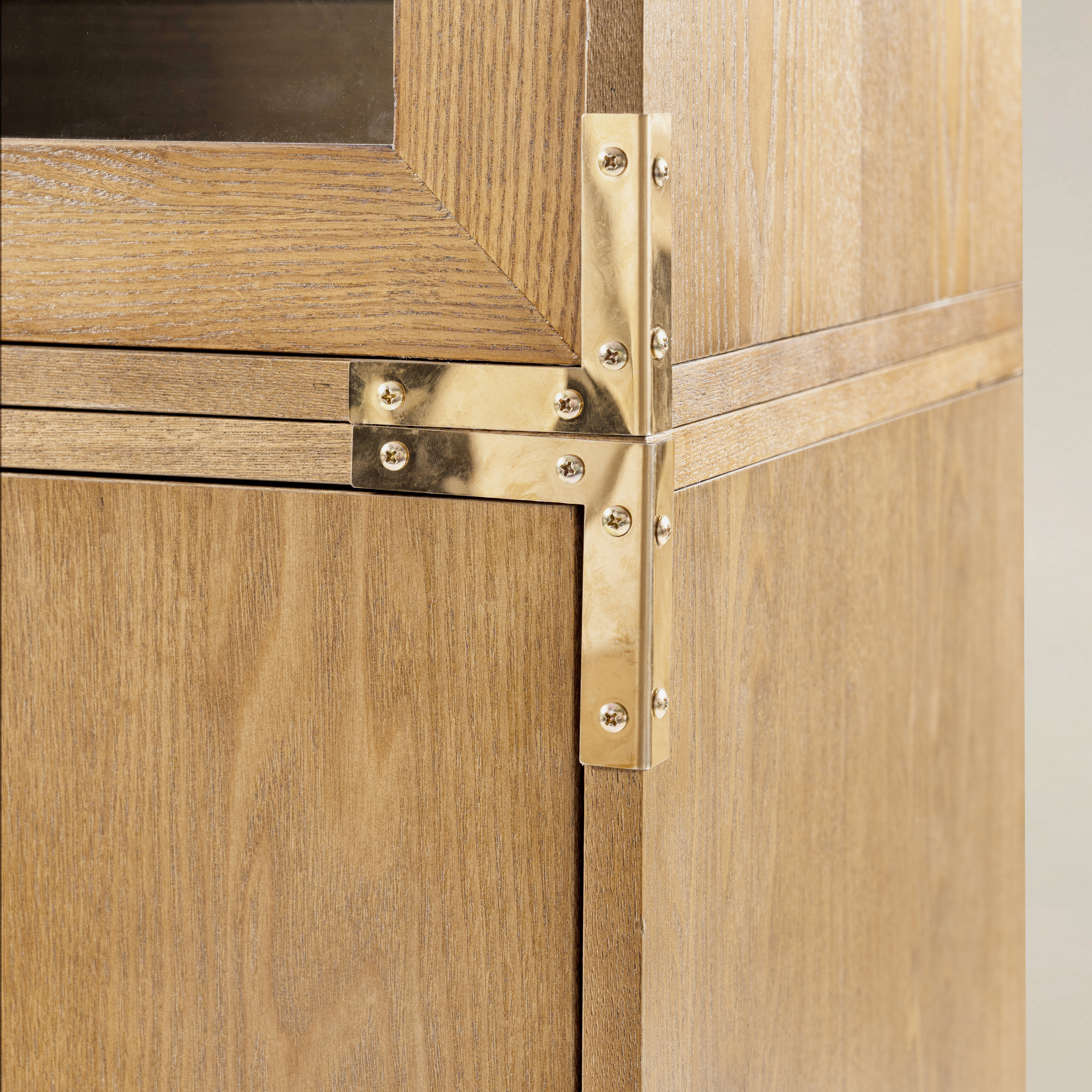 79.25" Glass-Door Display & Storage Cabinet with Adjustable Shelves