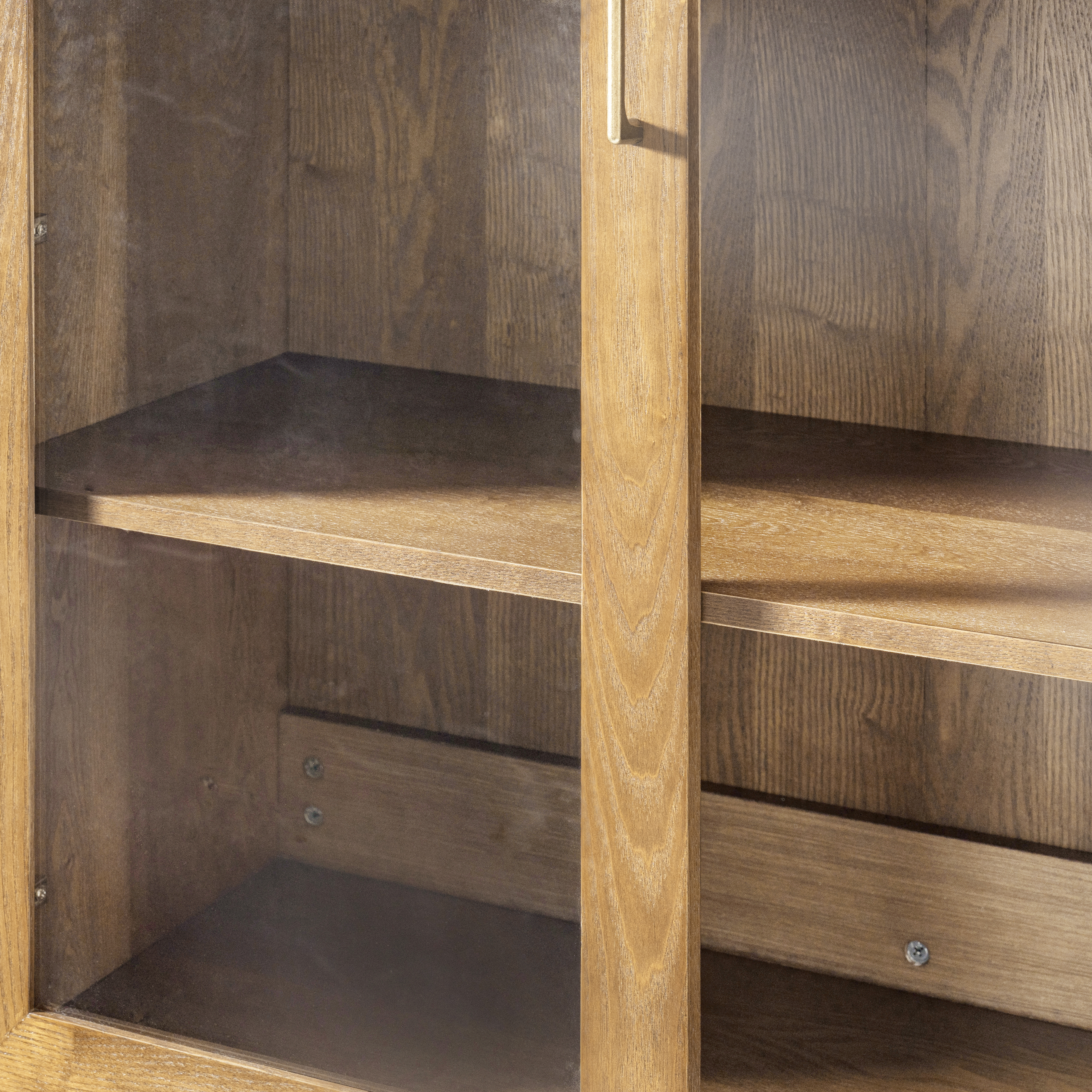 79.25" Glass-Door Display & Storage Cabinet with Adjustable Shelves