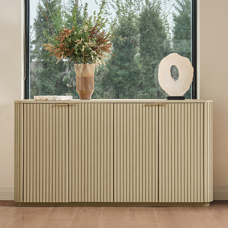 Modern Curved Wood Cabinet with Elegant Storage Solution - HULALA HOME