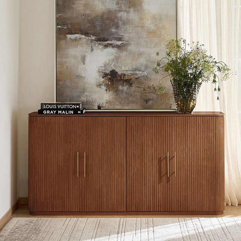 Ivan Fluted Premium Wood Cabinet - HULALA HOME