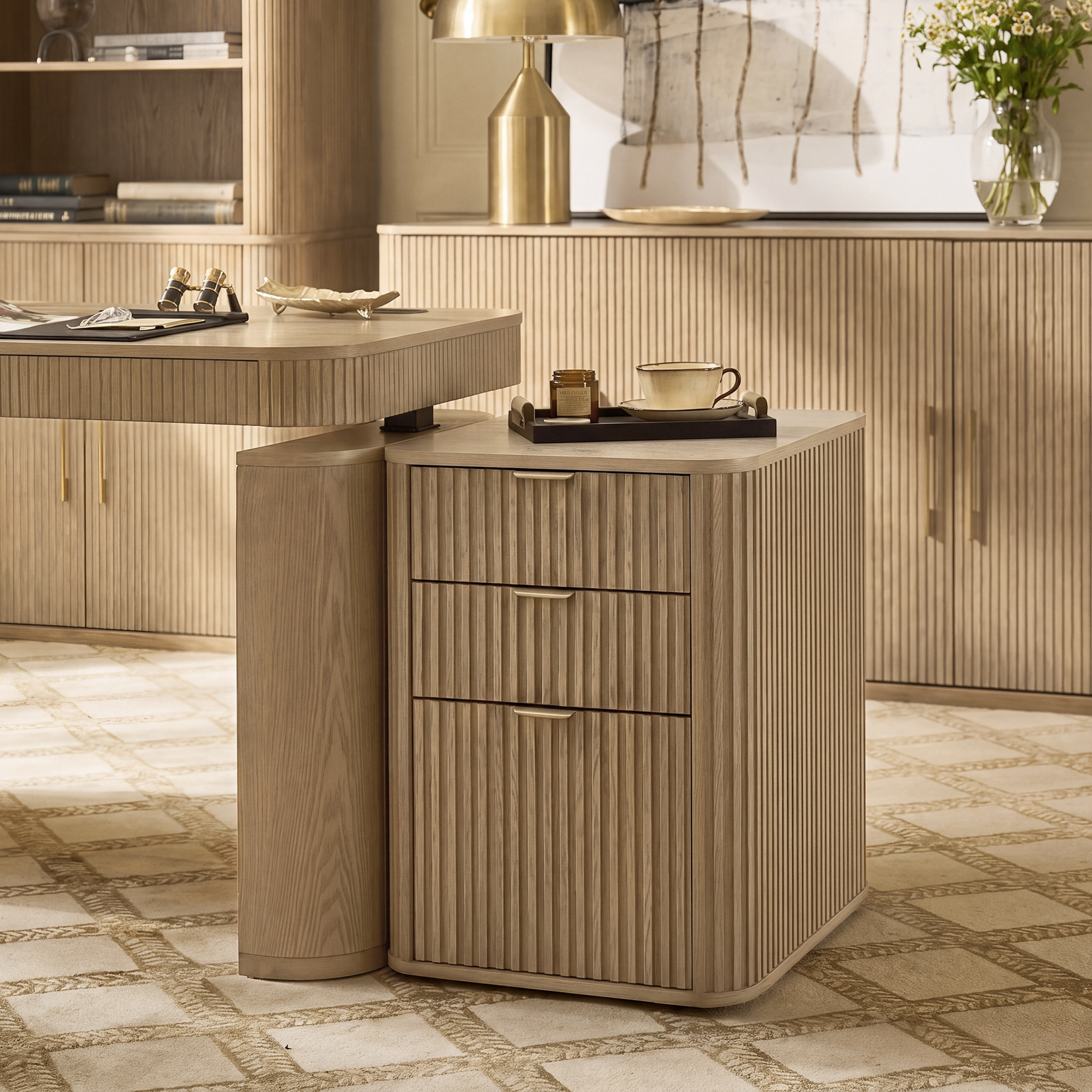 Baggio Modern Fluted File Cabinet