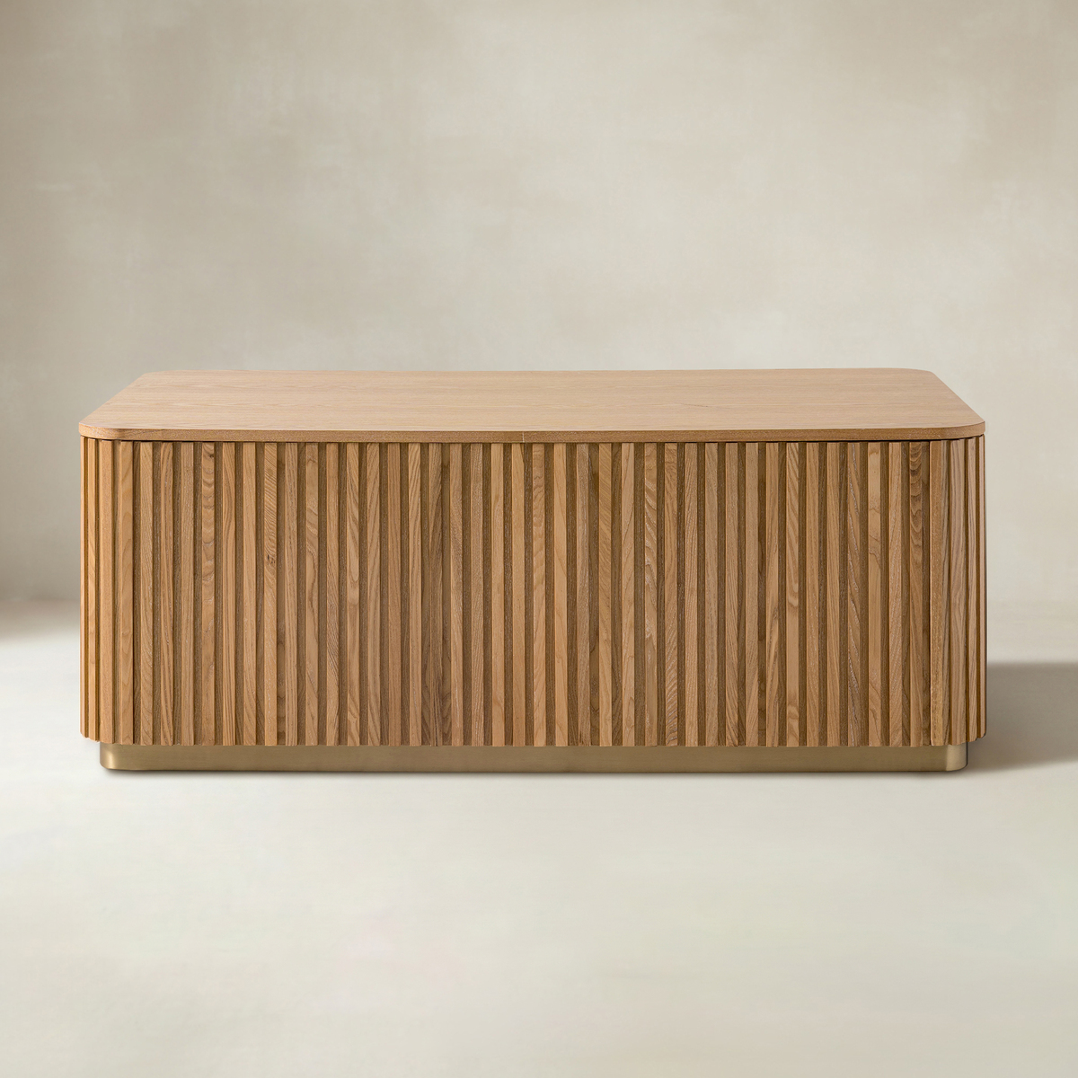 Multifunctional Slatted Design Lift-Top Coffee Table with Hidden
