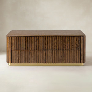 Multifunctional Slatted Design Lift-Top Coffee Table with Hidden Storage and Drawers