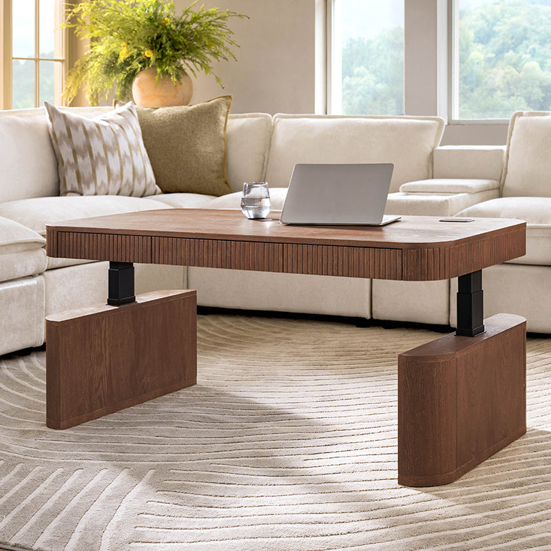 Matilde Electric Standing Coffee Table Desk with Storage & Charging -HULALA HOME