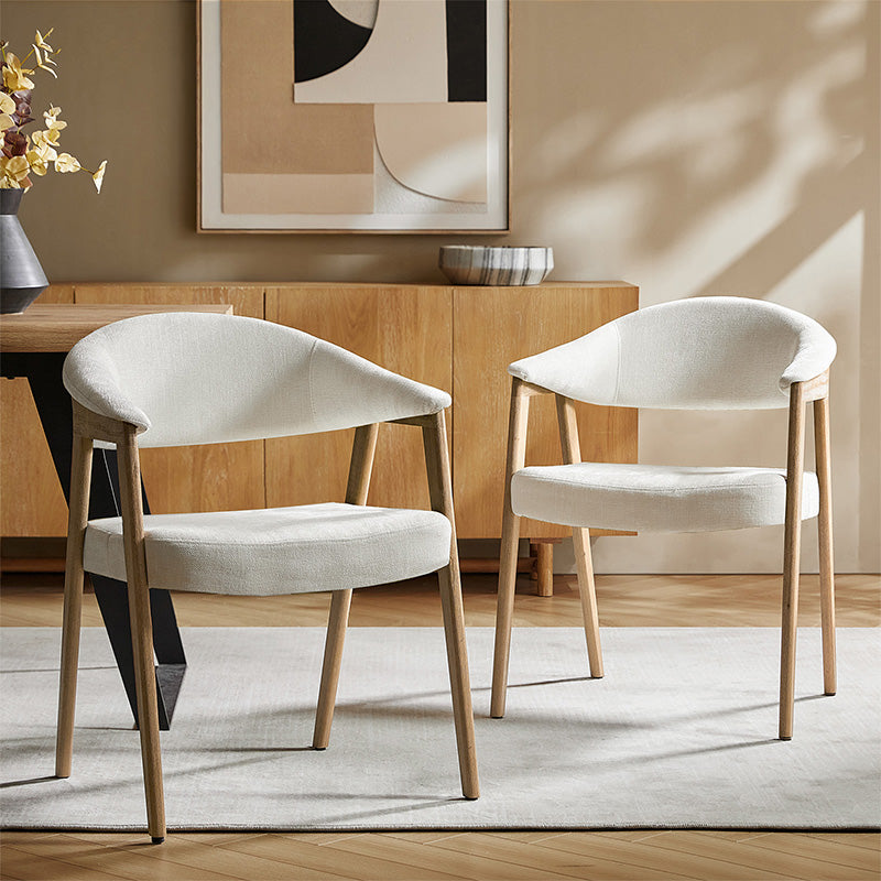 Mid-Century Modern Upholstered Dining Chair with Solid Wood Legs Set of 2 - HULALA HOME