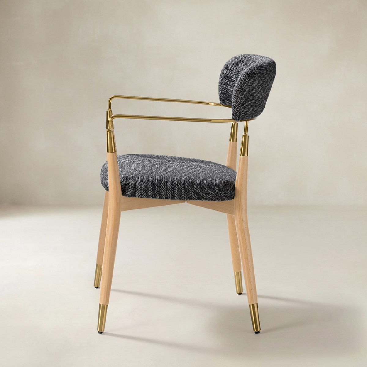 Sabina Modern Dining Chair with Wooden Legs & Metal Armrests ,Set of 2