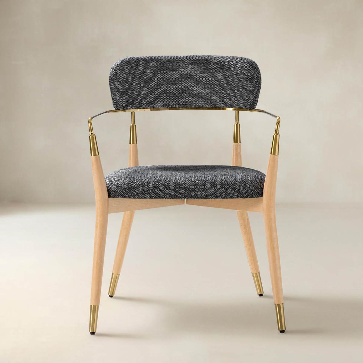 Sabina Modern Dining Chair with Wooden Legs & Metal Armrests ,Set of 2