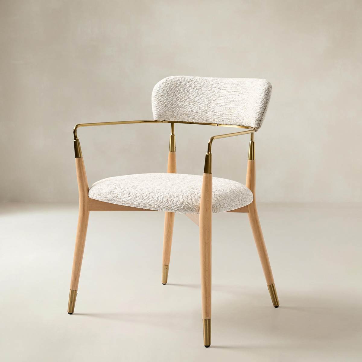 Sabina Modern Dining Chair with Wooden Legs & Metal Armrests ,Set of 2