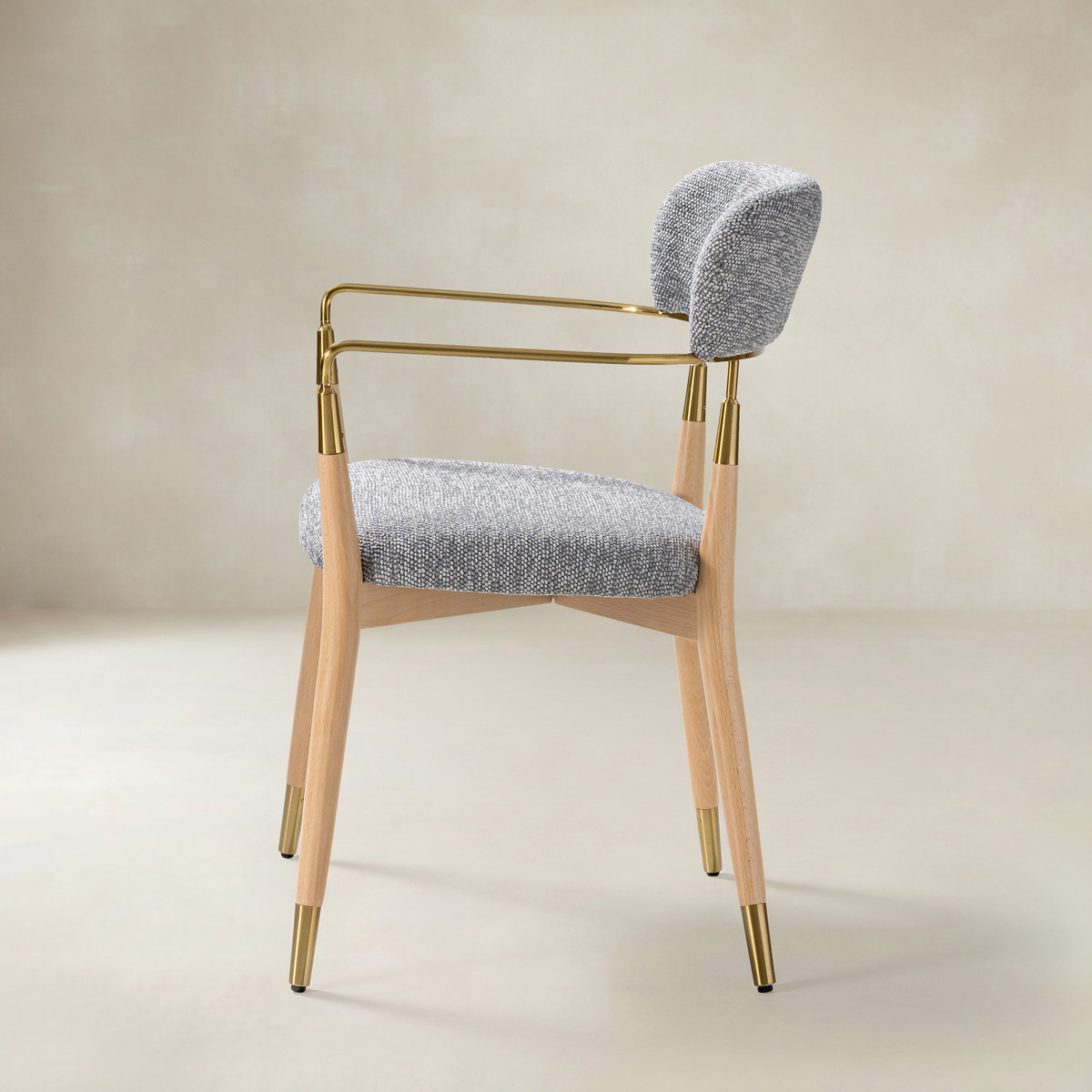 Sabina Modern Dining Chair with Wooden Legs & Metal Armrests ,Set of 2