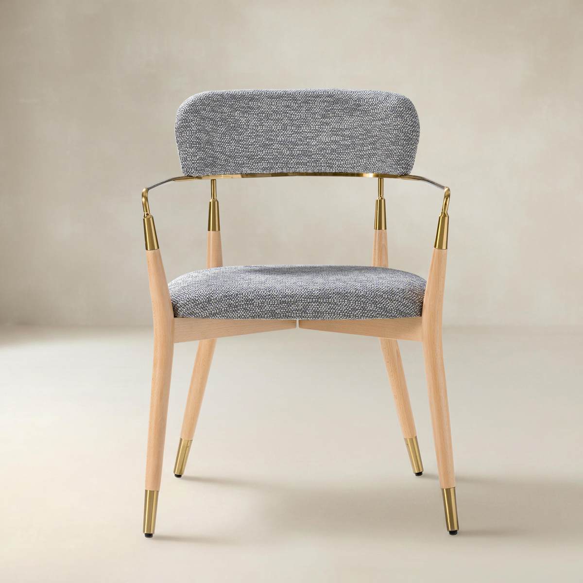 Sabina Modern Dining Chair with Wooden Legs & Metal Armrests ,Set of 2