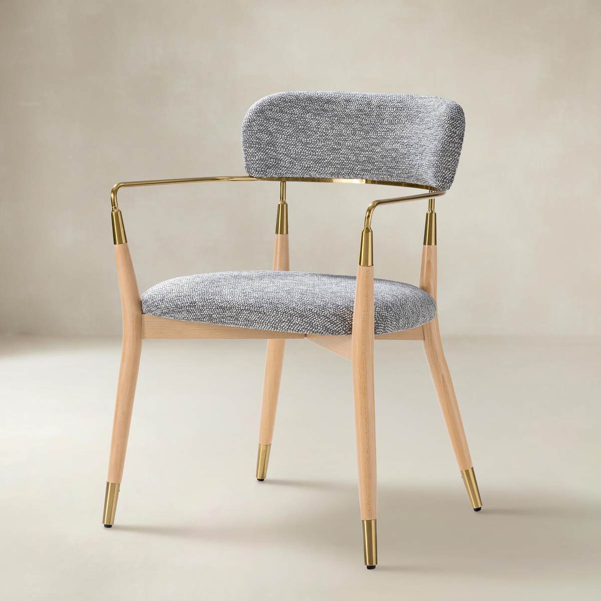 Sabina Modern Dining Chair with Wooden Legs & Metal Armrests ,Set of 2