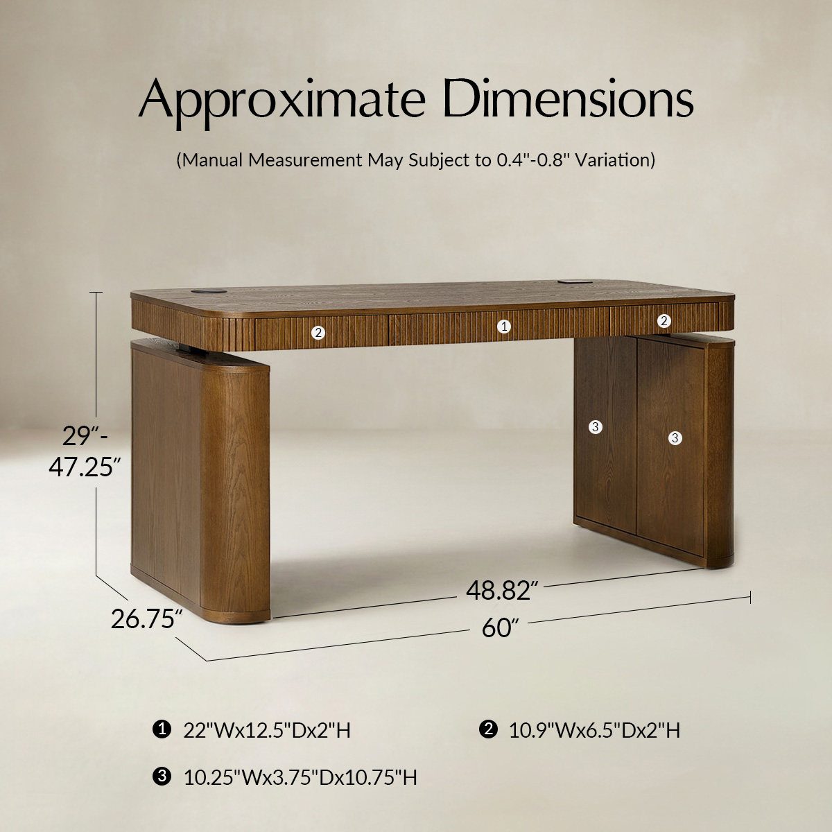 Baggio Modern Fluted Electric Adjustable Standing Desk