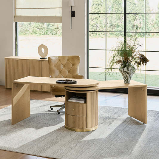 Modern Fluted 360 Rotating Office Desk
