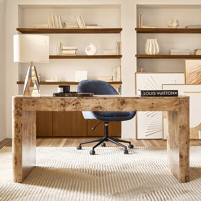 Poplar Burl Desk in Natural Modern Style | Hulala Home