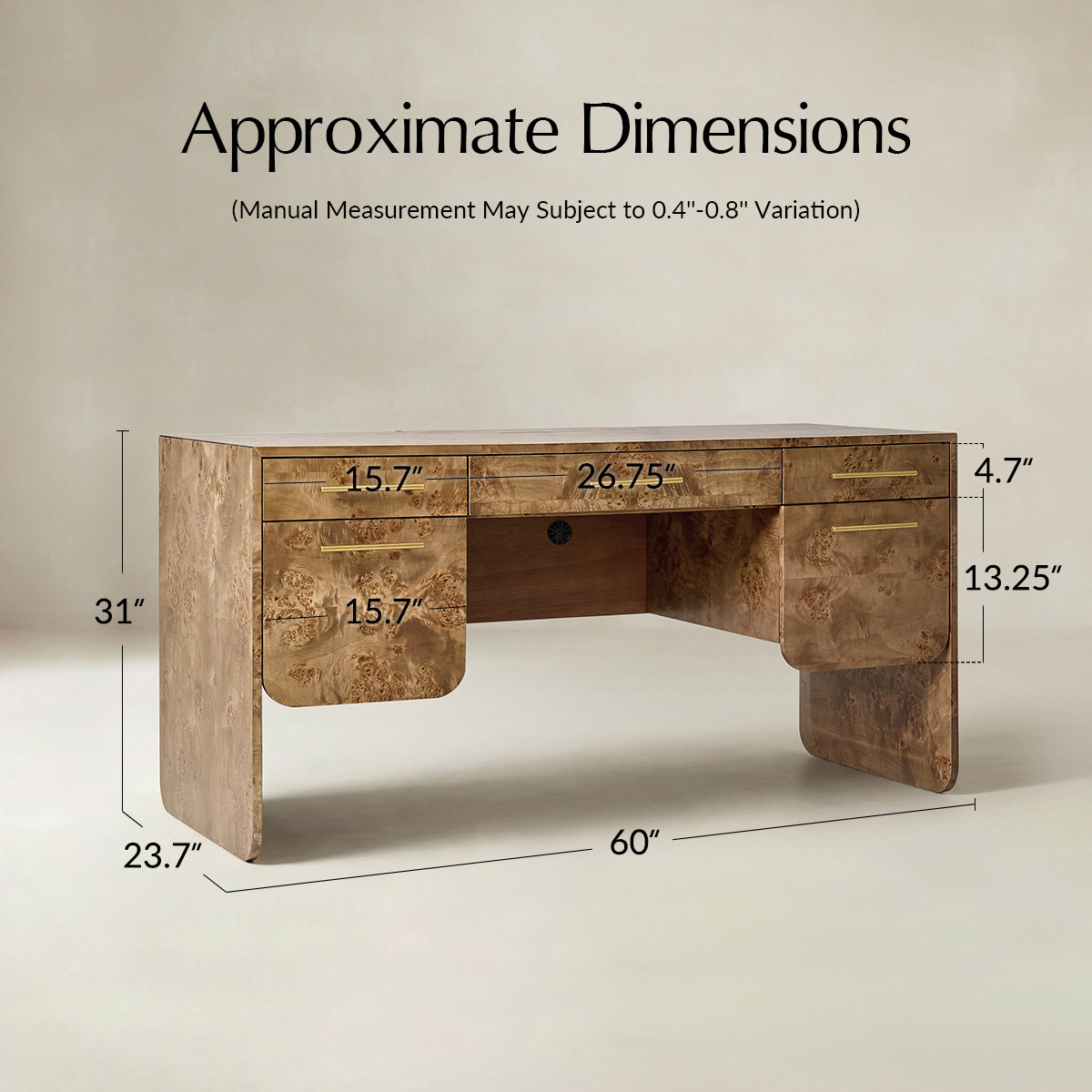 Burl Wood Desk with Timeless Modern Appeal
