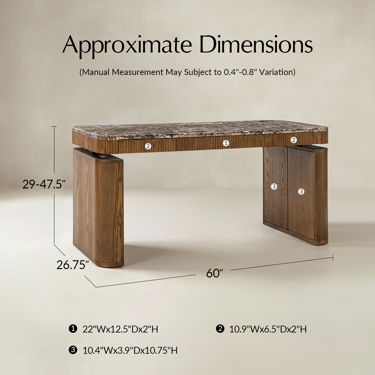 Baggio  Marble Electric Adjustable Standing Desk