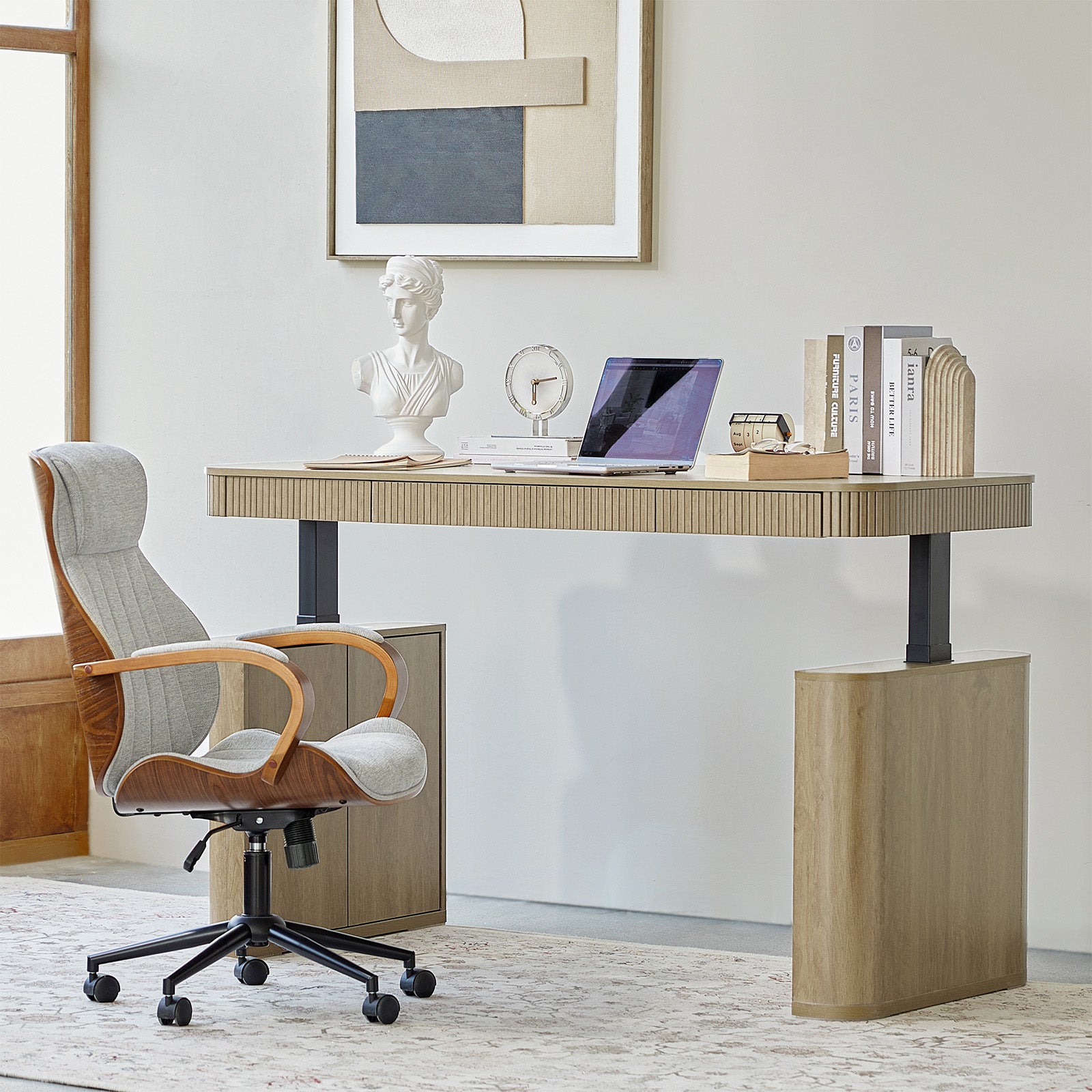 Baggio Modern Fluted Electric Adjustable Standing Desk