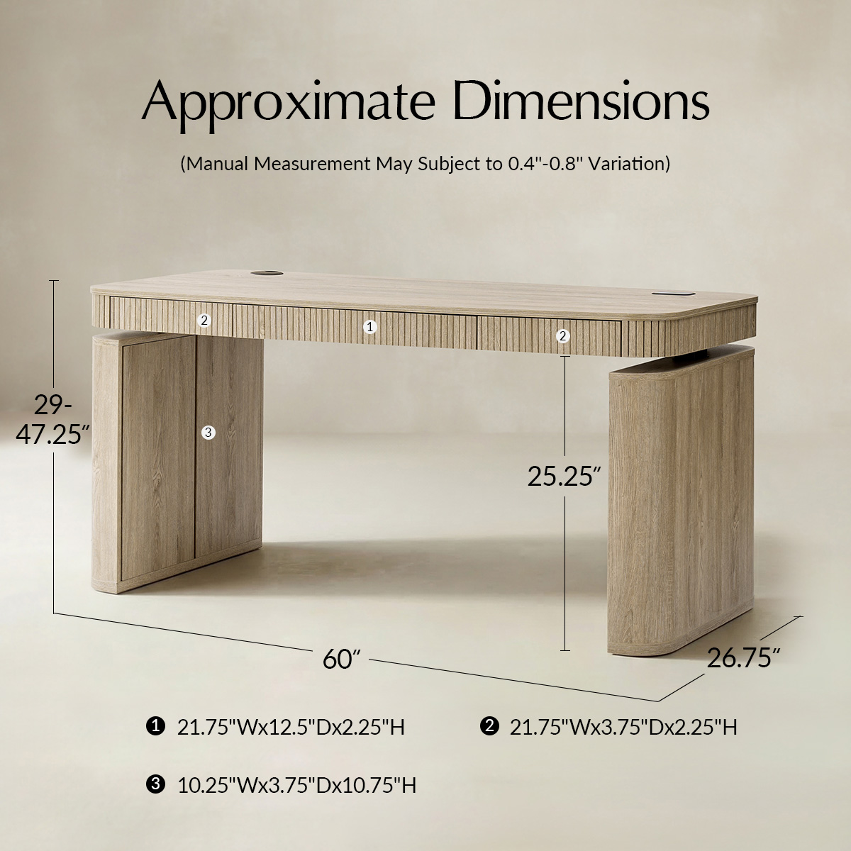 Baggio Modern Fluted Electric Adjustable Standing Desk