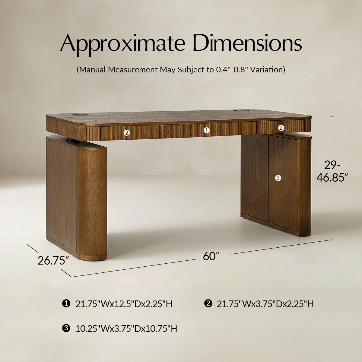 Baggio Modern Fluted Electric Adjustable Standing Desk