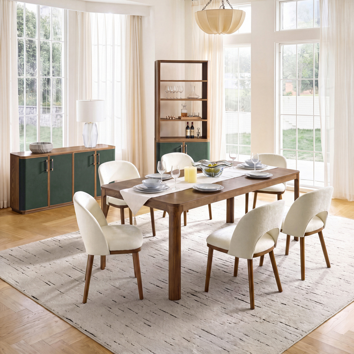 Open-Back Upholstered Dining Chair,Set of 2