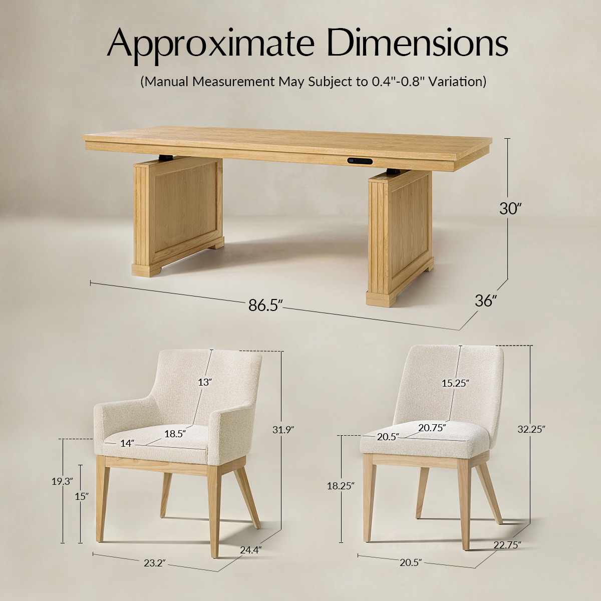 Julia Modern Farmhouse 9-Piece Electric Height-Adjustable Dining Set
