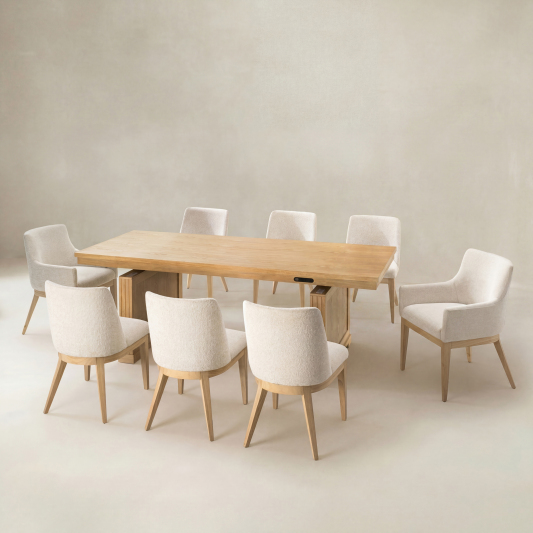 Julia Modern Farmhouse 9-Piece Electric Height-Adjustable Dining Set