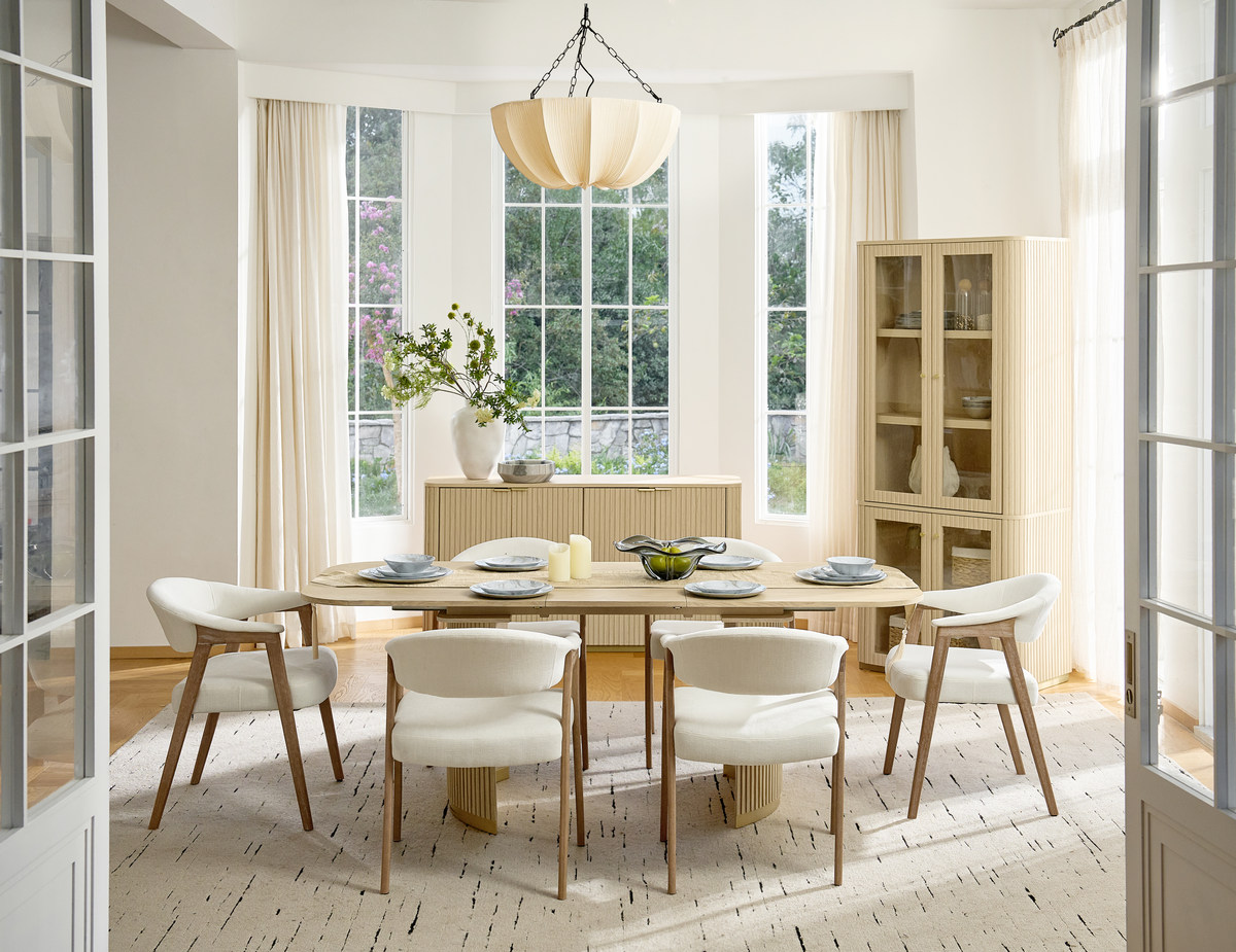 Josefina 8-Piece Modern Extendable Dining Set with Chairs and Buffet