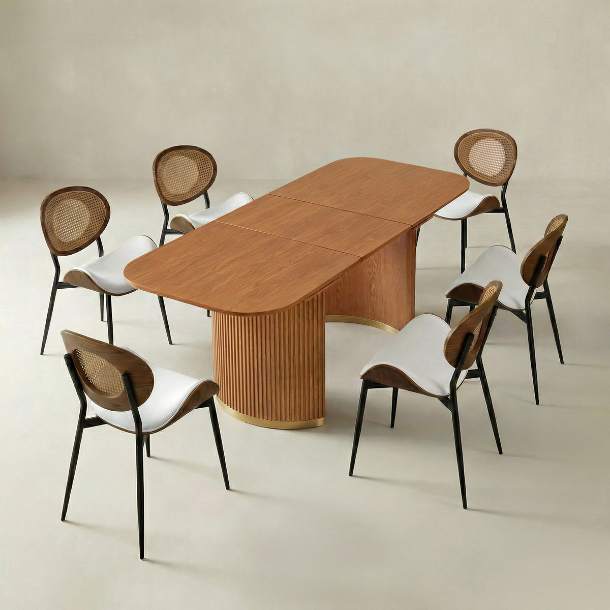 American Modern Fluted Space Saving Table and Chairs & Storage Cabinet Sets (Optional Types)